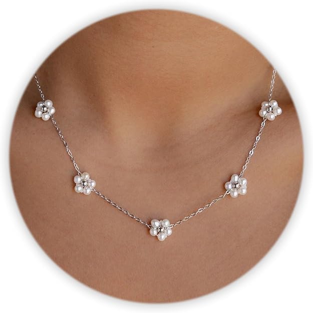 Collar de Perlas para Mujer – Choker de Perlas Barrocas con Colgante de Corazón en Oro 14K, Collar en Forma de Y Elegante para Bodas, Aniversarios y Cumpleaños
